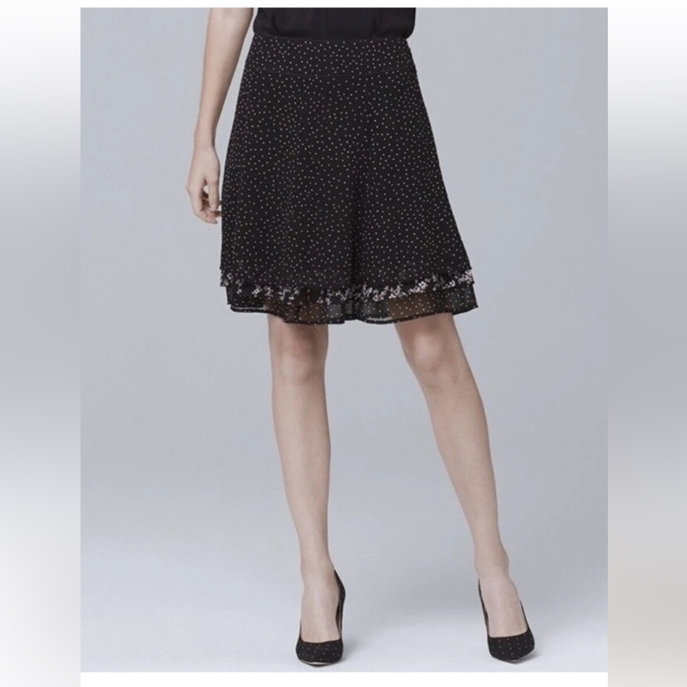 White House Black Market 8 Polka Dot A Line Floral Midi Skirt‎